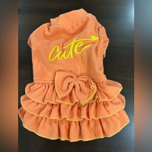 Orange Ruffled Dog Dress with Yellow Accents